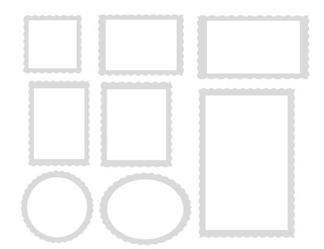 Set of vintage frames.Blank postage stamp.Borders templates.Blank frames for mail letter.paper postmarks isolated on background.Sign, symbol, icon and logo.Flat design.Graphic.Vector illustration.