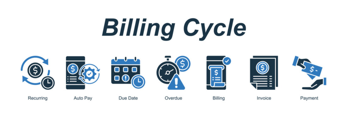 Billing Cycle banner web icon vector illustration concept with an icon of Recurring, Auto Pay, Due Date, Overdue, Billing, Invoice, Payment 