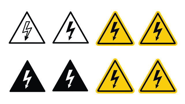 electric shock warning icons high quality professional detailed