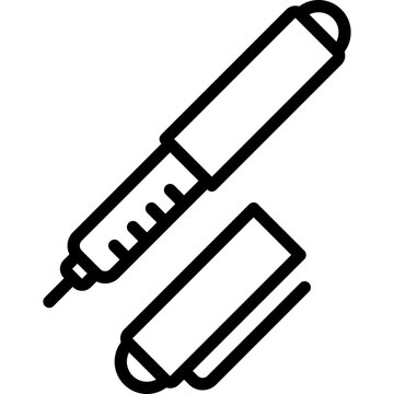Insulin pen thin line icon. Portable diabetes treatment. Medical equipment. Vector illustration.