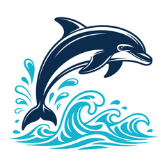 Obraz premium Happy dolphin jumping over ocean waves