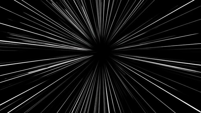 High density stellar travel speed lines radiating outwards from black hole center to form texture