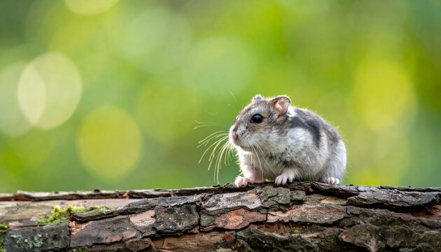 A cute, fluffy red squirrel with a long tail sits on a green tree branch in the wild forest nature eating a nut