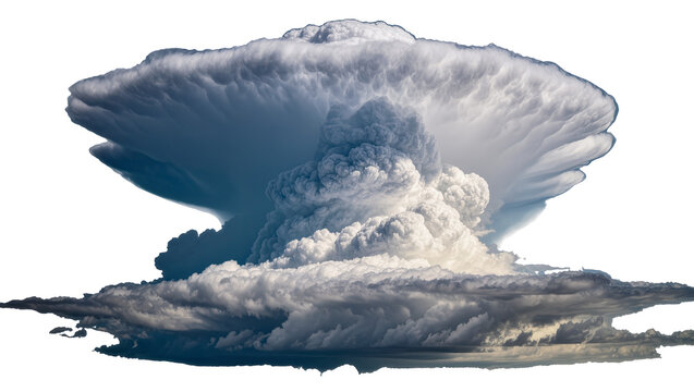 Massive cumulonimbus storm cloud formation, isolated on transparent background