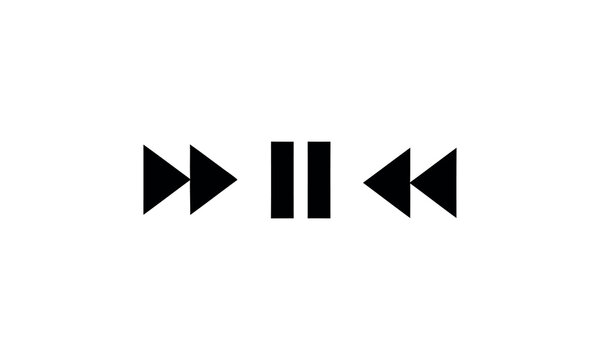 Pause button silhouette with rewind and fast forward icons
