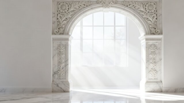 Marble archway with sunlight