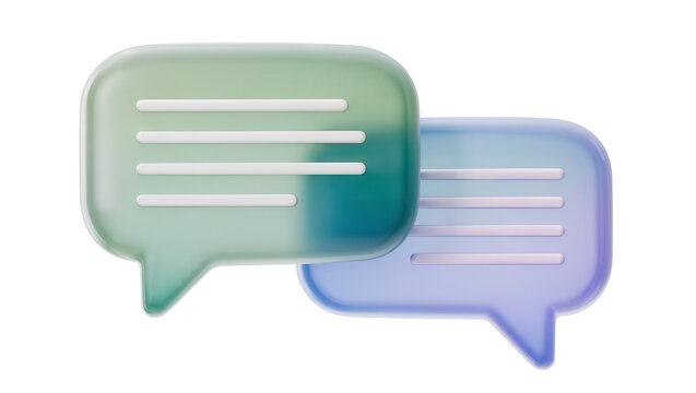 Two gradient speech bubbles with white lines, isolated on transparent background