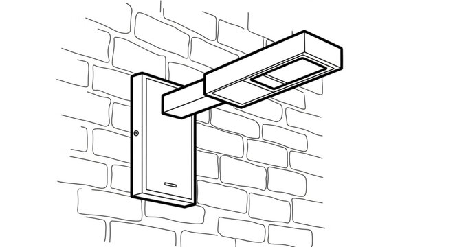 A sleek wall-mounted light fixture is installed on a brick wall outdoors.