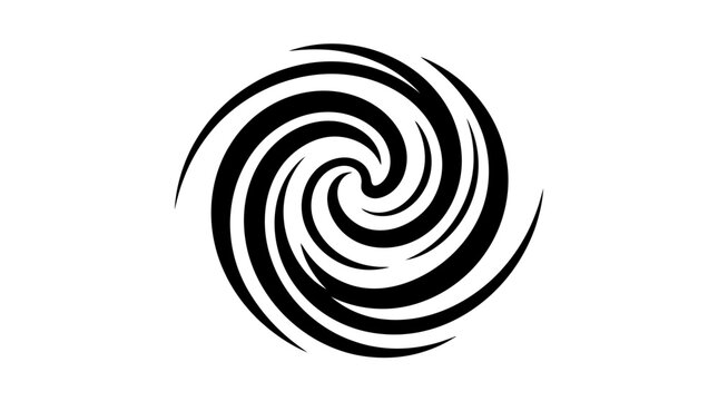 Black circular swirl vortex icon isolated on white background
