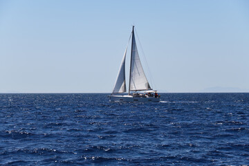 Fototapeta premium Sailing ship yacht in Aegean Sea. Turkey