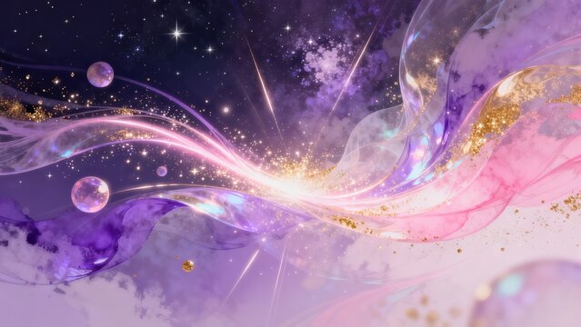 Cosmic Nebula with Planets and Stars