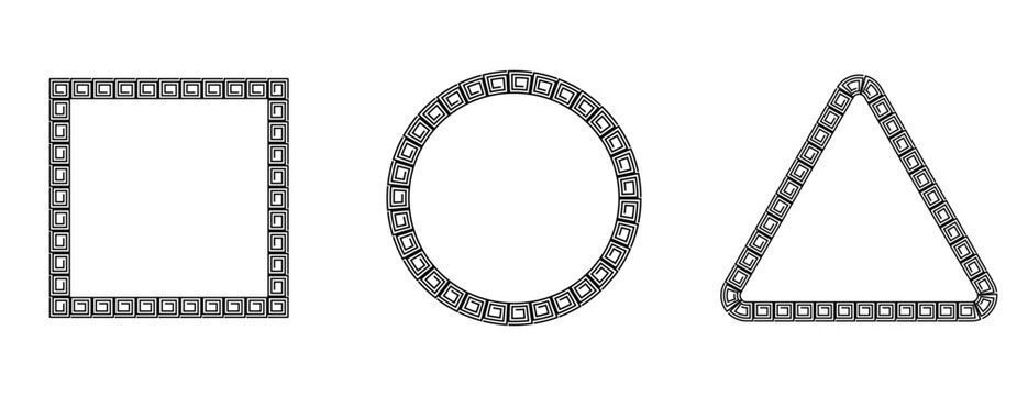 Geometric border designs with greek key pattern