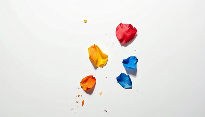 Naklejka premium colorful paper confetti shapes scattered on white background for celebrations