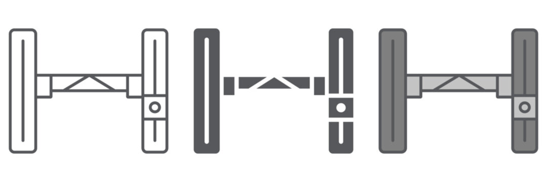 Hydraulic lift car line icon, auto and mechanic, car lifting sign, vector graphics, a linear pattern on a white background.