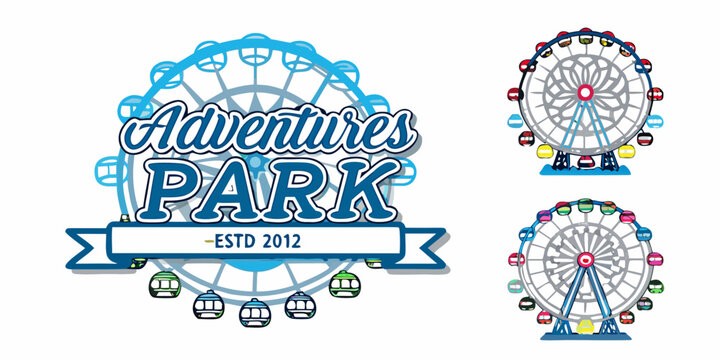 amusement park logos with ferris wheel adventures park estd 2012