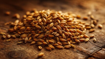 Obraz premium Wholesome barley grains forming a compact pile with earthy tones and soft shadows