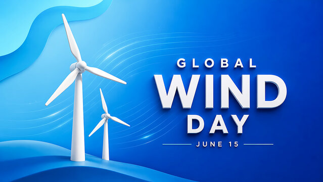 Global wind day june 15 featuring wind turbines renewable electricity