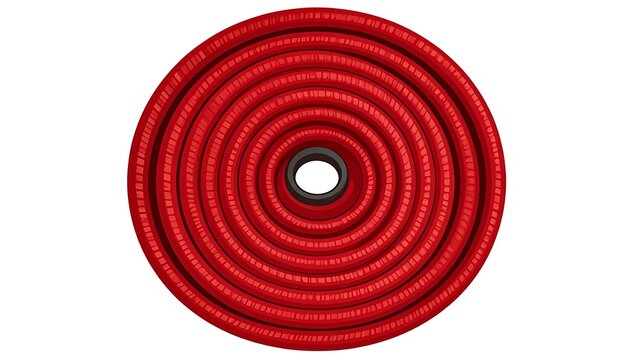 Red coiled rope on white background.