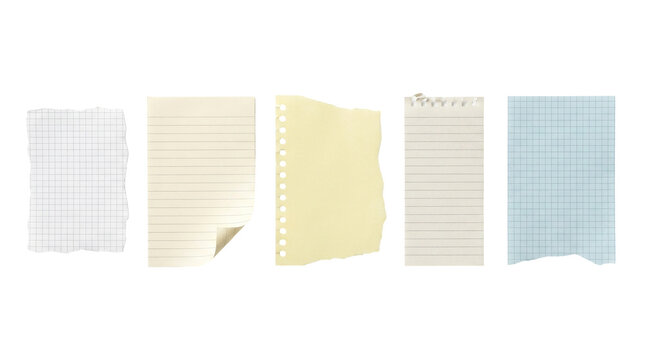 Textures of paper pieces in various shapes