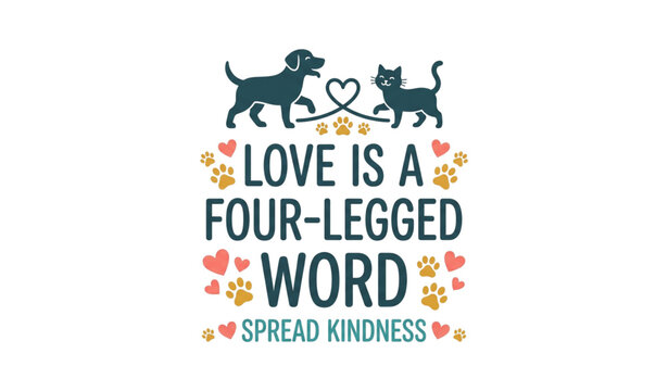 Love is a four legged word spread kindness pet graphic