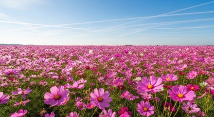 Obraz premium Vibrant Pink Flowers in a Field.