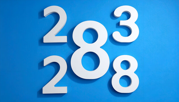 White Numbers 283 and 208 Arranged on a Blue Background.