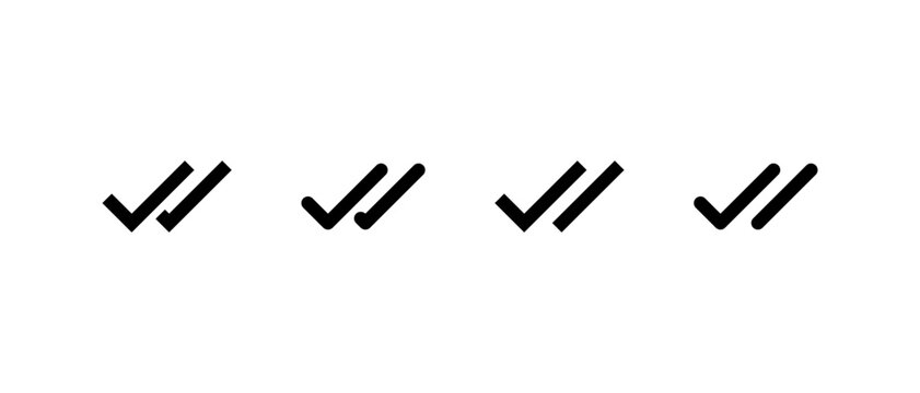 Double check icon set. Message seen symbol. Two tick sign