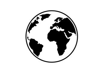 Fototapeta premium Black silhouette of planet Earth with continents, isolated on transparent background