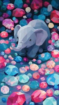 baby elefant in a gems pool