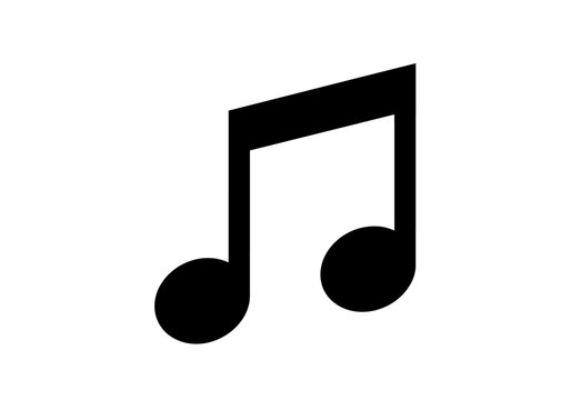 Black eighth note symbol isolated on transparent background for music concepts