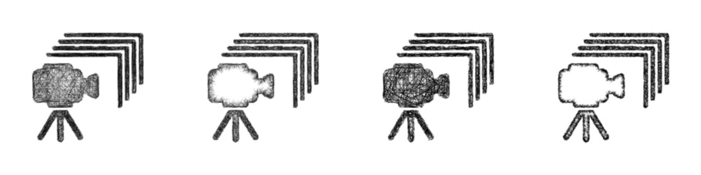 Sketch stop motion icon design set