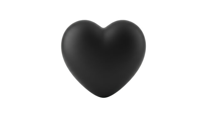 Matte black 3d heart shape mockup