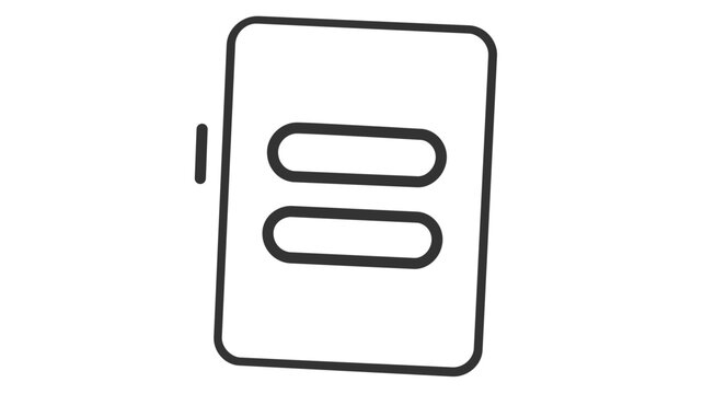 Minimalist vector icon illustration of a digital form or document with input fields. Clean black line art design for business, technology, and web UI applications. Scalable graphic.