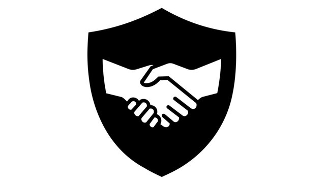 Fiduciary Duty vector icon illustration featuring a handshake inside a protective shield, symbolizing trust, legal agreement, security, and professional partnership in a clean minimalist style.