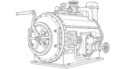 Obraz premium Industrial steam engine machine component.