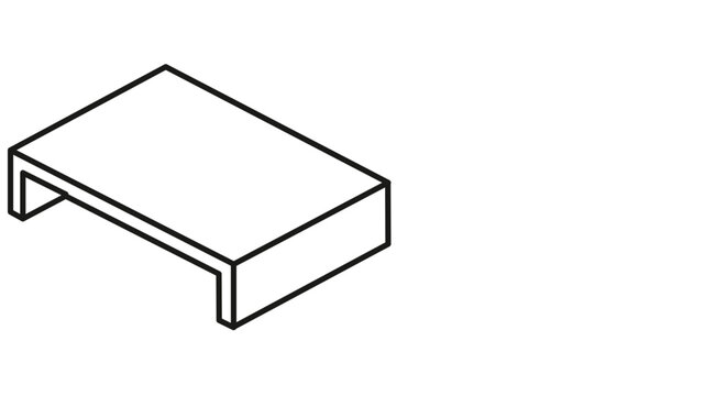 Minimalist monitor stand vector icon illustration featuring a clean line art design of a raised platform for computer screens, ideal for office desk organization and ergonomic workspace setups.