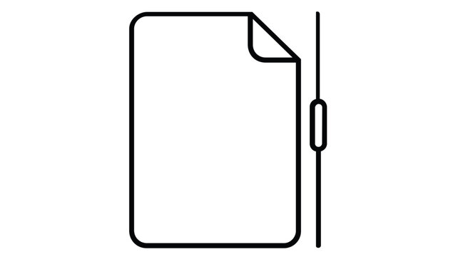 Minimalist vector icon illustration of a digital document page with a folded corner and a vertical scrollbar, perfect for web interface design, business software, and technology applications.