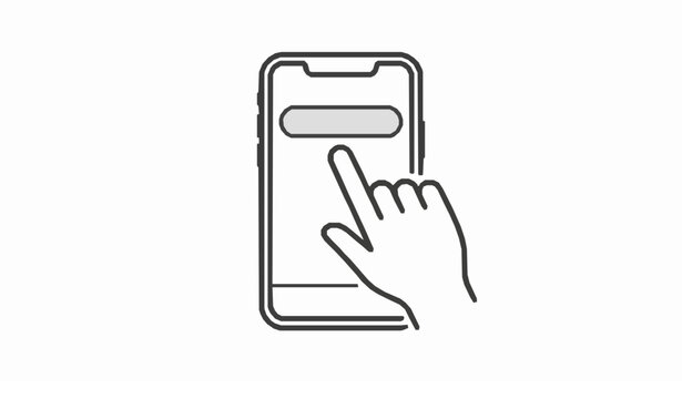 Smartphone with hand clicking screen line icon vector illustration for mobile app interface online booking and digital transaction
