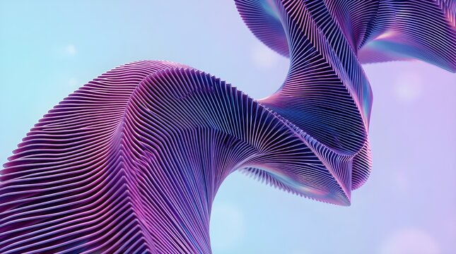 Iridescent Parametric Wave with Ribbed Texture for Bio-Design and Luxury Backgrounds