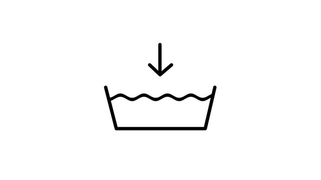 A wash basin with a downward arrow indicating a low water level fill setting or a gentle reduced wash cycle for delicate garment care