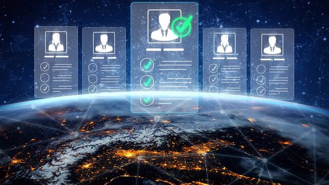 Digital Identity Management Concept with Virtual Profiles Over Earth at Night in Space Showing Global Connectivity and Security Features Sigmoid