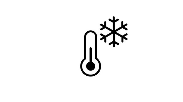 A thermometer icon with a snowflake beside it indicating a cold temperature setting for washing or freezing temperature care instruction