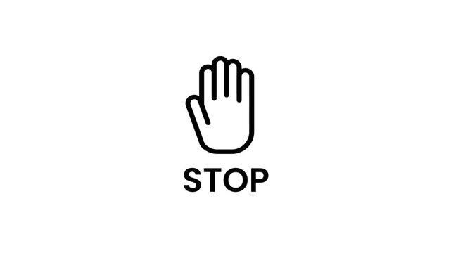 A hand stop sign with the word STOP below it indicating a halt, warning, pause, or do-not-wash instruction for garment or safety context