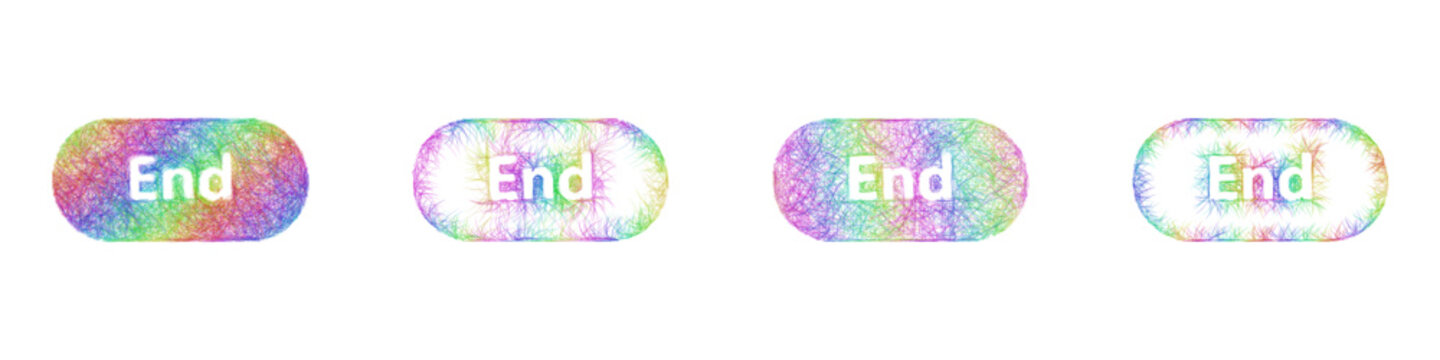 Colorful sketch end icon design set