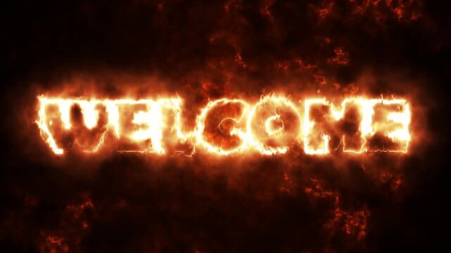 Stylish Burning Welcome Text with Fire and Smoke Animation