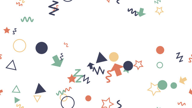 pattern confetti horizontal Colorful Memphistyle Background With Shapes