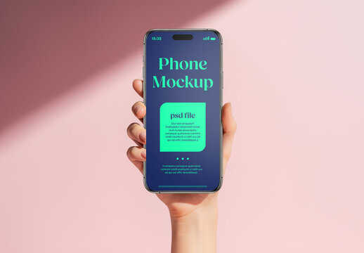 Smartphone mockup, frontview in studio
