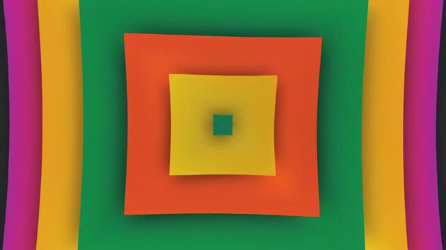 Abstract Colorful Pulsating Concentric Squares Background With Rainbow Geometric Shapes