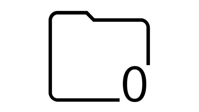 Inbox Zero Vector Icon Illustration. Minimalist empty email folder symbol with a zero digit. Clean line art design for digital organization, productivity, and task management concepts.