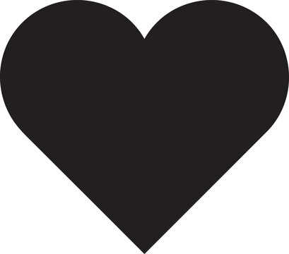 Black heart shape icon in simple design isolated on transparent background, Vector